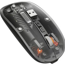 Kablosuz Şeffaf Kapaklı Bilgisayar Mouse, Şarj Edilebilir, Sessiz Kablosuz Mouse