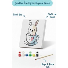 Tabdiko Sevimli Tavşan Temalı Çocuk Boyama Tuvali – Şövalesiz Eğitici Boyama Seti 20X20 cm