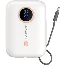 Taşınabilir Powerbank 10.000MAH Lapas LP-PW001 Dijital LED Göstergeli Type-C Kablolu Beyaz