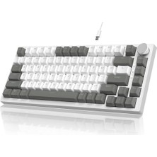 aklow akyoleticaret Beyaz Işıklı Hot Swap Kablolu Mekanik Oyun Klavyesi, AK820 Gri Beyaz, Kırmızı Switch