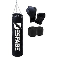 aklow akyoleticaret Boxing Star 70X25 cm Zincirli Boks Kum Torbası Siyah +Boks Eldiveni+El Sargı Bandajı