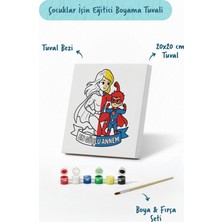 Tabdiko Süper Anne Temalı Boyama Tuvali Şövalesiz Boya Seti 20X20 cm