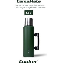 aklow akyoleticaret Campmate 1.5 L Paslanmaz Çelik Termos, Yeşil