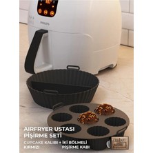 Airfryer Ustası Pişirme Seti 2'li - Airfryer Pişirme Silikon Kağıdı Aksesuar Siyah Renk Bpa Fr