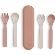 aklow akyoleticaret Bio-Based 2'li Çatal Kaşık Takımı ve Kutusu, Pink/cream 1196960
