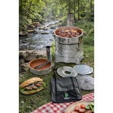 Paslanmaz Güveç Mangal Seti, Güveç Ocak, Paslanmaz Izgaralı, Toprak Tandır 40CM Çap