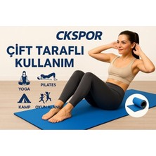Çift Taraflı 10 mm Pilates Minderi, Yoga Matı, Egzersiz Minderi, Mavi Siyah