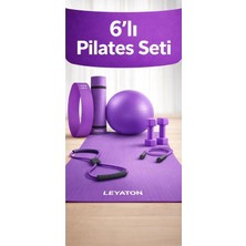 6'li Pilates Seti, Mor, Minderi, Dambıl, Top ve Aksesuarlar