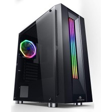 Gamebooster GB-G3601B Tempered Glass Pencereli, 1X120MM Rgb LED Fanlı, Rgb Şerit Ledli Ön Panel,