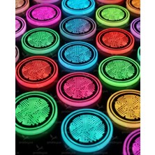 aklow akyoleticaret 2'li Set 7 Renkli LED Akıllı Bardak Altı Işıkları, USB Şarjlı, Sensörlü, Araba Içi Dekoratif Aydınlatma