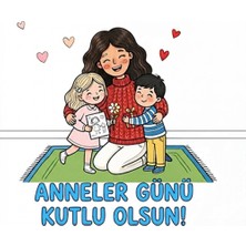Tabdiko Anneler Günü Kutlu Olsun Boyama Tuvali Şövalesiz Boya ve Fırça Seti 20X20 cm