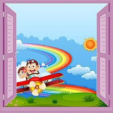 aklow akyoleticaret Uçak Desenli Çocuk ve Bebek Odası Pencere Posteri Duvar Kağıdı