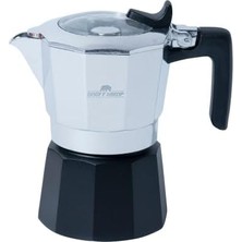 Kahve Potu Moka Pot 150 ml 2 Cup Gümüş Siyah