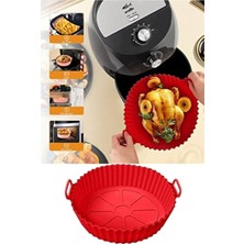 Airfryer Silikon Pişirme Kabı, 20 Cm, Kırmızı