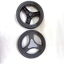 aklow akyoleticaret Siyah Plastik Bebek Arabası Tekerleği, 17X17 Cm, 2'li