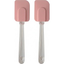 Silikon Spatula, Mutfak Kullanımı Için Şeffaf Saplı Askılı (2, Pembe)