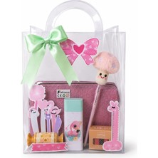 Sevimli Simli Kırtasiye Seti/glitter Kalem Kutusu, Hb Kalem, Silgi, Washi Bantlar, Kalemtıraş (Pe