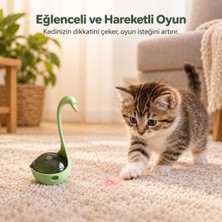 Lazerli Mama Hazneli Interaktif Kedi Oyuncağı, Ödül Mamalı Kuğu Tasarım, Pilli Hareketli Laz