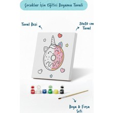 Tabdiko Unicorn Donut Boyama Tuvali – Şövalesiz Boya Seti 20X20
