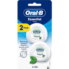 aklow akyoleticaret Essential Floss 2 Rulo Mumlu Diş Ipi Dar Alanlar Için Yırtılmaya Dayanıklı Nane 2 x 50 M