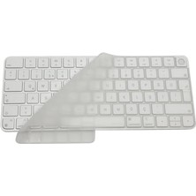 aklow akyoleticaret Magic Keyboard 3 ve Touch Id Uyumlu 0.3 mm Şeffaf Silikon Klavye Koruyucu, A2449 A2450 A3118 A3203