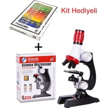 Çocuk Eğitici Biyolojik Mikroskop Seti, 100X 400X 1200X Büyütme, LED Işıklı, Beyaz