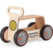 aklow akyoleticaret Driveme Wood 3'ü 1 Arada Ahşap Ilk Adım Arabası, Bingit, Oyuncak Kutusu, Polis Arabası, Doğal Ahşap, 4 Tekerlekli