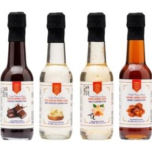 aklow akyoleticaret Karamel; Vanilya, Çikolata, Beyaz Çikolata Aromalı Şurup 4'lü Set (4X250 Ml), Cam Şişe
