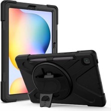 aklow akyoleticaret Samsung Galaxy Tab S6 Lite 2024 P620 P610 ile Uyumlu Defender Askılı Zırhlı Tank Kılıf 13-15-17 Siyah
