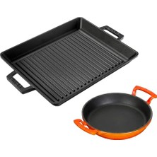aklow akyoleticaret Döküm Izgara Tava 26X32 & 20 cm Sahan Seti