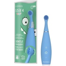 aklow akyoleticaret Issa 4 Baby; Bebekler Için Silikon Sonik Diş Fırçası Seti, Çift Taraflı Kıllar, Eğlenceli Gülümseme, Diş Eti Masajı, Ekstra Başlıkla 12 Ay Bakım, Seyahat Dostu, Mavi Balon