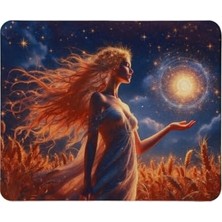 aklow akyoleticaret Başak Burcu Desenli Mouse Pad, Optik Bilgisayar ve Notebook Uyumlu, Kaymaz Taban