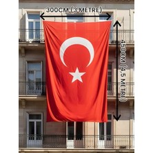 aklow akyoleticaret Türk Bayrağı (300X450) Raşel Kumaş - Parlak ve Canlı Kumaş, 120 G Nefes Alabilen Rüzgara Karşı Dirençli Kumaş