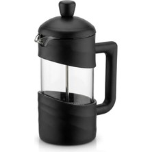 aklow akyoleticaret Borosilikat Cam French Press 350 Ml, Siyah Kulplu Piston Filtreli Kahve ve Bitki Çayı Demleme Aparatı, Manuel Kahve Demleyici, Şeffaf Hazne, 1 Adet