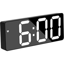 aklow akyoleticaret SFM550 Beyaz Dijital Ayna Saat, LED Ekran, Pil, Erteleme ve Gece Modu