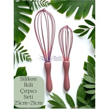 aklow akyoleticaret 2'li Somon Silikon Çırpıcı Seti, 25 Cm-21 cm