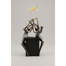 ChaCha Home Crescendo | Soyut Saksafon ve Trompet Sanatçısı Dekoratif Heykel - Modern Masaüstü Obje - Ev Ofis Hediyesi 16X25 cm