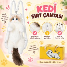 NW NessiWorld Büyük Kedi Sırt Çantası Beyaz Kahverengi