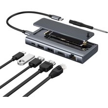 Şanal Coverzone Usb-C Docking Station With M.2 Nvme Enclosure – 4K 60Hz Hdmı, 1000MBPS Ethernet, 2×usb 3.2 Gen2 10GBPS, 90W Pd Şarj Desteği, 2280/2242 Nvme SSD Harici Disk Kutusu | ZR1145