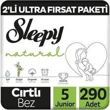 aklow akyoleticaret Natural 2'li Ultra Fırsat Paketi Bebek Bezi 5 Numara Junior 290 Adet, 8682241215232-5
