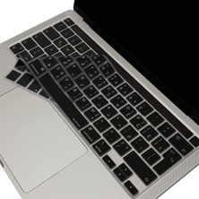 Şanal Mcstorey MacBook Pro Arapça Klavye Koruyucu Uk Iso Ters L Enter A2338 M1 M2 A2251 A2289 A2141 Uyumlu Silikon Keyboard Cover Touch Bar Siyah