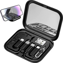 Şanal USB C Çok Fonksiyonlu Adaptör Seti, 6'sı 1 Arada Kablo ve Dönüştürücü, Type-C Şarj Kablosu, Lightning Adaptör, Micro USB Adaptör, Usb-A Dönüştürücü, 60W Hızlı Şarj, Seyahat Aksesuarı