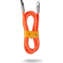 Şanal Valkyrie 6A Type-C To Apple Ios Lightning Sıvı Silikon Data Hızlı Şarj Kablosu - Bakır Döşeme - 1.5 Metre - Katlanmaz Kırılmaz Turuncu