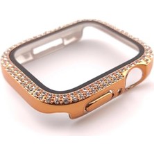 aklow akyoleticaret Taşlı Kasa Koruyucu; Apple Watch Series 10 9 8 7 6 5 4 3 ile Uyumlu 46 Mm/45 Mm/44 Mm/42 Mm/41 Mm/40 Mm/38 mm Ekran Koruyucu (Rose Gold, Series 10 42 Mm)