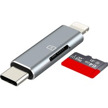 Şanal USB C Yıldırım Mikro Sd Kart Okuyucu (2in1) IPHONE16 15 14 Pro Apple Adaptörü Için Dijital Kamera Tf Bellek Fotoğraf Depolama Transferi iPad Için Uyumlu Samsung C Tipi Kompakt Aksesuarlar Android