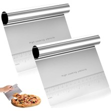 aklow akyoleticaret 2 Adet Büyük Boy Hamur Kesici ve Kazıyıcı Seti, Cm/inç Ölçekli Metal Hamur Spatulası, 20 cm