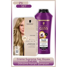 Şanal Schwarzkopf Creme Supreme Full Kit 8-0 Koyu Sarı+Gliss Full Hair Wonder Saç Dökülme Karşıtı Şampuan 400 ml