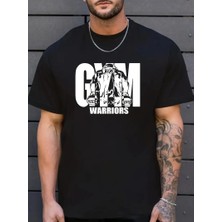 Tarz Yeri Erkek Baskılı Tişört Kısa Kol Bisiklet Yaka Regular Fit Rahat Kalıp T-Shirt - Siyah