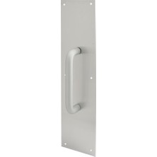 aklow akyoleticaret Prime Line Ürünler J 4640 Kapı Pull Plaka ile Yuvarlak Sap, Saten Alüminyum, 4-Inç x 40,6 cm
