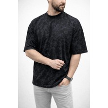 Tarz Yeri Erkek Premium Tişört Osy Yumuşak Dokulu Yıkamalı Oversize T-Shirt - Siyah